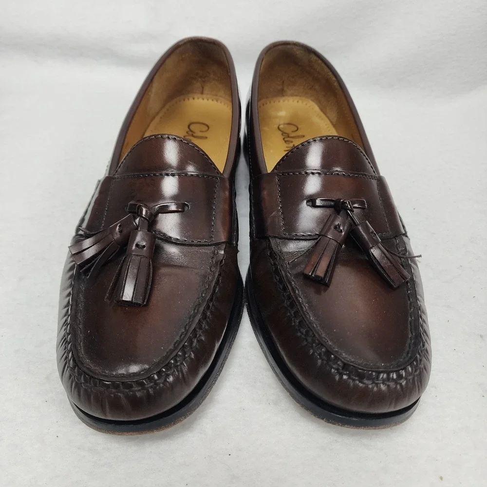 Cole Haan Pinch 03508 Mens US 8.5 D Loafers Brown Leather Tassel Slip On Shoes